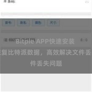 Bitpie APP快速安装 快速恢复比特派数据，高效解决文件丢失问题